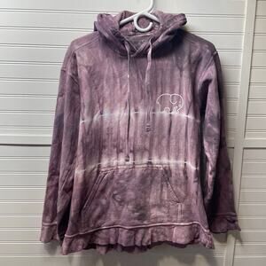 Ivory Ella Tie Dye Hoodie Front & Back Graphic Ruffle Detail Size S